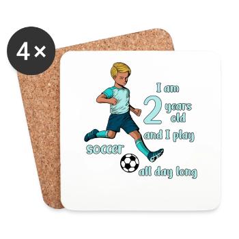 Boy shoots football - I'm 2 years old - Coasters (set of 4) - white - Front