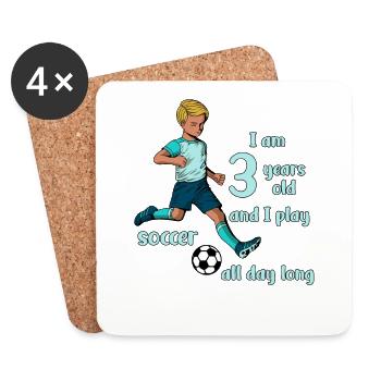 Boy shoots football - I'm 3 years old - Coasters (set of 4) - white - Front