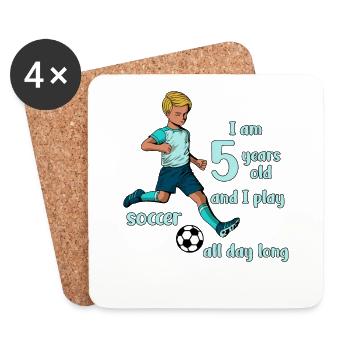 Boy shoots football - I'm 5 years old - Coasters (set of 4) - white - Front