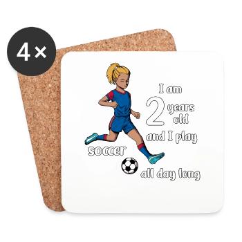 Girl shoots the football - I'm 2 years old - Coasters (set of 4) - white - Front