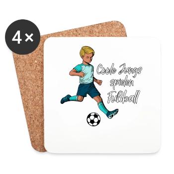 Coole Jungs spielen Fußball - Untersetzer (4er-Set) - Weiß - Vorne
