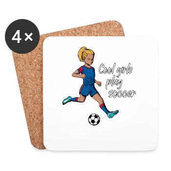 Les filles cool jouent au football - La fille joue au football - Dessous de verre (lot de 4) - blanc - Devant