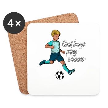 Les garçons cool jouent au football - Le garçon joue au football - Dessous de verre (lot de 4) - blanc - Devant