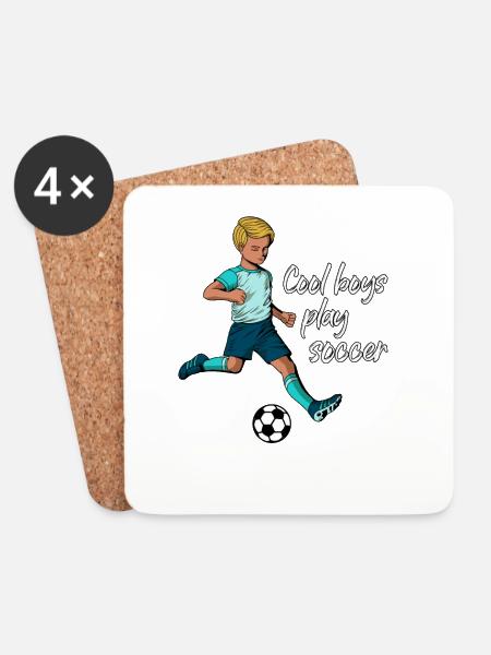 Cool boys play soccer - Junge spielt Fußball - Untersetzer (4er-Set) - Weiß