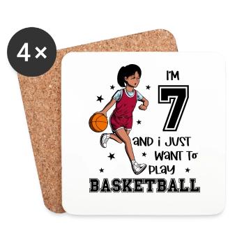 Girl plays basketball - I' - Coasters (set of 4) - white - Front