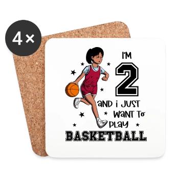 Girl plays basketball - I'm 2 - Coasters (set of 4) - white - Front