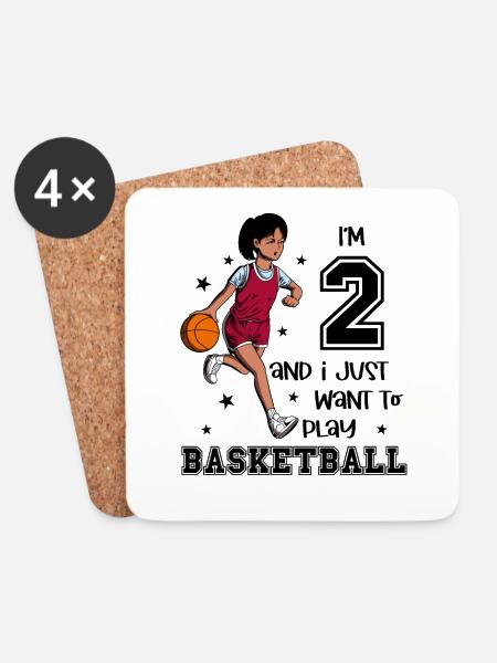 Mädchen spielt Basketball - Ich bin 2 - Untersetzer (4er-Set) - Weiß