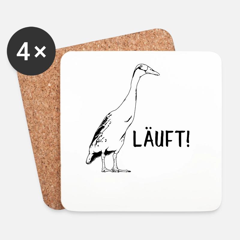 Läuft - Laufenten - Untersetzer (4er-Set) - Weiß