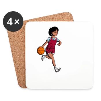 Girl plays basketball - I'm 8 - Coasters (set of 4) - white - Front