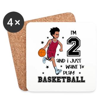 Boy plays basketball - I'm 2 - Coasters (set of 4) - white - Front