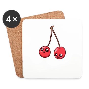 Kawaii Comic Cherry - Coasters (set of 4) - white - Front