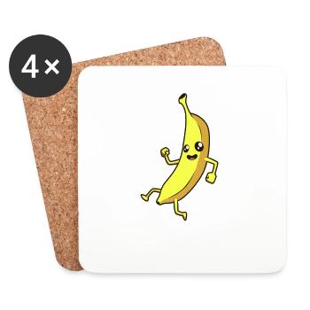 Kawaii Comic Banana - Coasters (set of 4) - white - Front