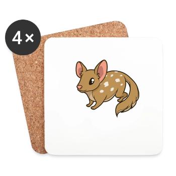 Kawaii Pouch Marten - Coasters (set of 4) - white - Front