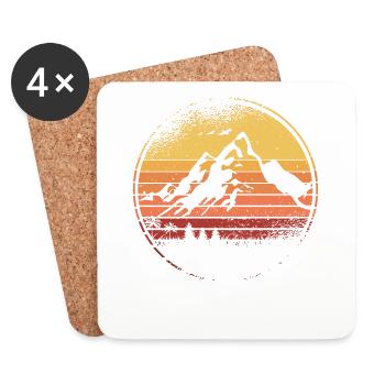 Vintage Retro Berg für Bergsteiger und Wanderer - Untersetzer (4er-Set) - Weiß - Vorne
