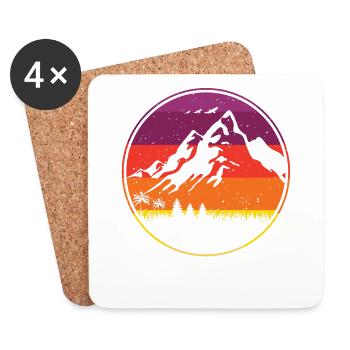 Vintage retro mountain for mountaineers and hikers - Coasters (set of 4) - white - Front