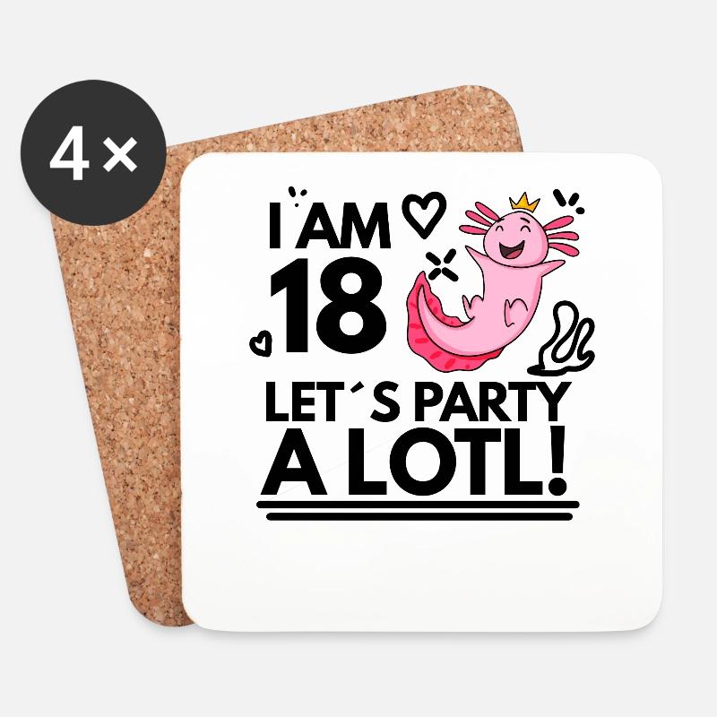 18. Geburtstag Axolotl Ich Bin 18 - Untersetzer (4er-Set) - Weiß