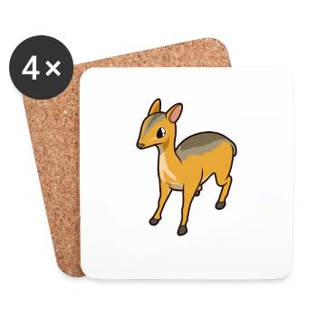 Porcelet de cerf Kawaii - Dessous de verre (lot de 4) - blanc - Devant