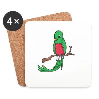 Kawaii Quetzal - Dessous de verre (lot de 4) - blanc - Devant