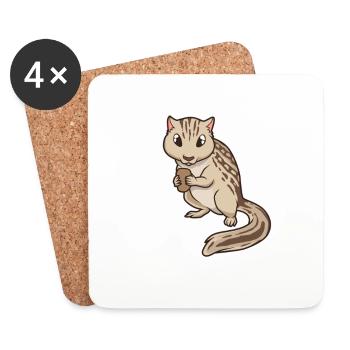 Kawaii Dreizehnstreifen Hörnchen - Untersetzer (4er-Set) - Weiß - Vorne