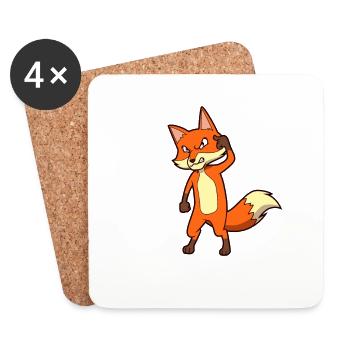 Seid ihr noch ganz dicht? Fuchs beim Vogel zeigen - Untersetzer (4er-Set) - Weiß - Vorne