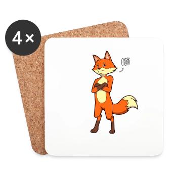 Fuchs Neinsager - Untersetzer (4er-Set) - Weiß - Vorne