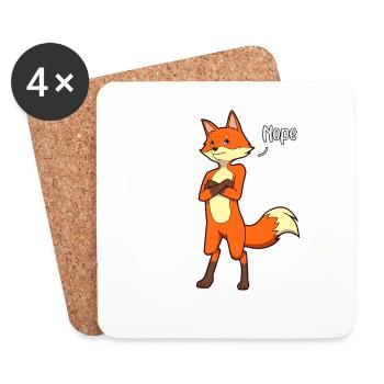 Fox Naysayer - Nope - Coasters (set of 4) - white - Front