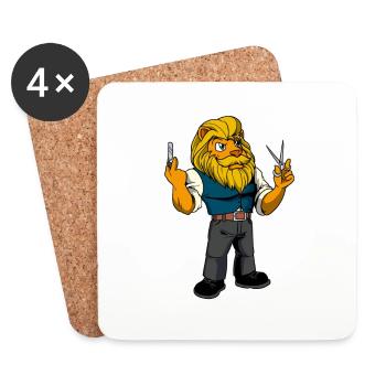 Cartoon Lion est le barbier - Dessous de verre (lot de 4) - blanc - Devant