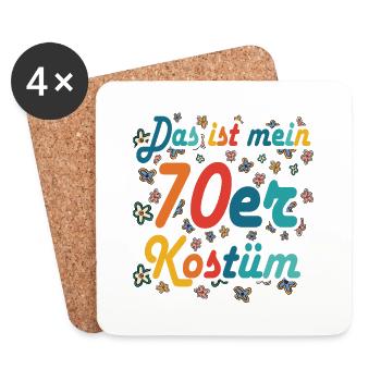 Das ist mein 70er Jahre Kostüm Retro Vintage Hippy - Untersetzer (4er-Set) - Weiß - Vorne