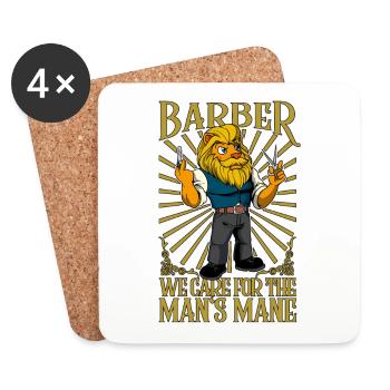 We care for the man's mane - Barber - Coasters (set of 4) - white - Front