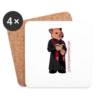 Prêtres cochons - Dessous de verre (lot de 4) - blanc - Devant