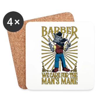 We care for the man's mane - Barbier - Untersetzer (4er-Set) - Weiß - Vorne