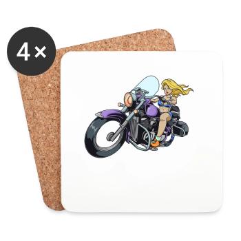 Sexy Lady auf Motorrad - Untersetzer (4er-Set) - Weiß - Vorne