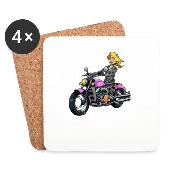Mädchen auf Motorrad - Untersetzer (4er-Set) - Weiß - Vorne
