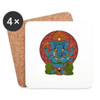 Hindu Gott - Ganesha - Untersetzer (4er-Set) - Weiß - Vorne