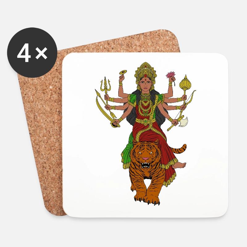 Hindu Gott - Durga - Untersetzer (4er-Set) - Weiß