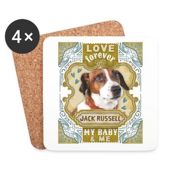Jack Russell Terrier, Dog, Saying Love-Forever - Coasters (set of 4) - white - Front