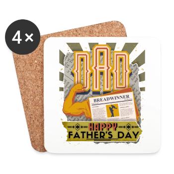 Dad, Father's Day, Vintage Happy Father's Day - Coasters (set of 4) - white - Front