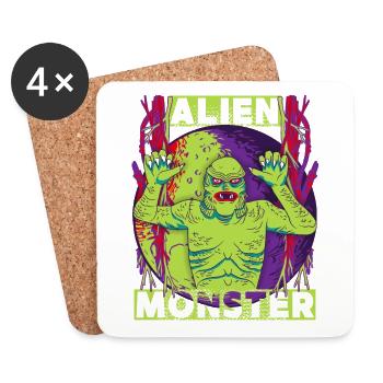 Alien-Ausserirdische Alien-Monster lustiger Spruch - Untersetzer (4er-Set) - Weiß - Vorne