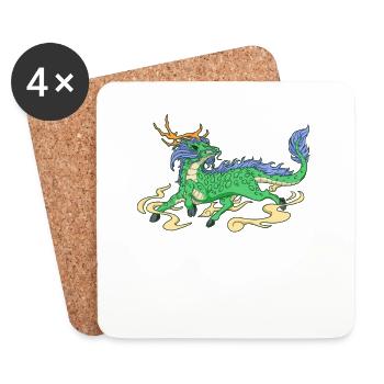 Japanische Yokai Figur Kirin - Untersetzer (4er-Set) - Weiß - Vorne