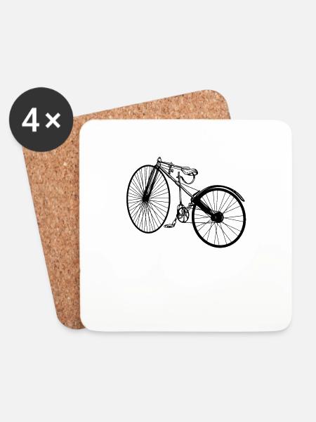 Schwarz Weiß Zeichnung - Bicyclette - Untersetzer (4er-Set) - Weiß