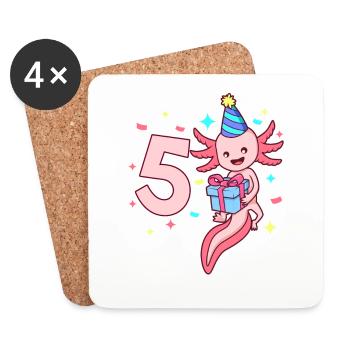 With Axolotl - Girl's Birthday 5 years - Coasters (set of 4) - white - Front