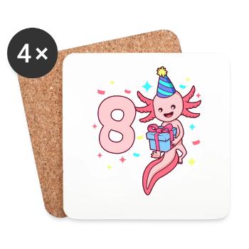 With Axolotl - Girl's Birthday 8 years - Coasters (set of 4) - white - Front