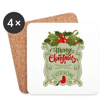 Merry Christmas everyone, Merry Christmas Saying - Coasters (set of 4) - white - Front