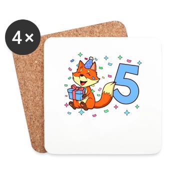 Mit Fuchs - Jungen Geburtstag 5 Jahre - Untersetzer (4er-Set) - Weiß - Vorne