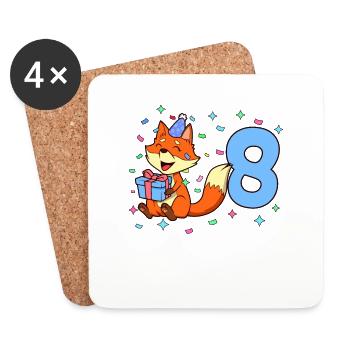 With Fox - Boy's Birthday 8 years - Coasters (set of 4) - white - Front