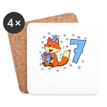 With Fox - Boy's Birthday 7 years - Coasters (set of 4) - white - Front