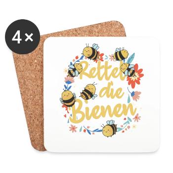 Rettet die Bienen Imker süßes Biene und Bienen - Untersetzer (4er-Set) - Weiß - Vorne