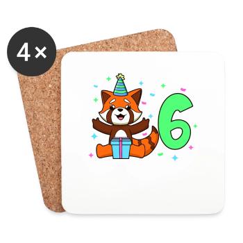 Mit Roter Panda - Kinder Geburtstag 6 Jahre - Untersetzer (4er-Set) - Weiß - Vorne