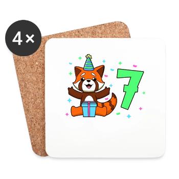 With Red Panda - Children's birthday 7 years - Coasters (set of 4) - white - Front
