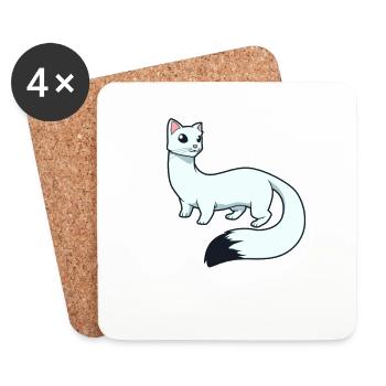 Kawaii Ermine - Coasters (set of 4) - white - Front